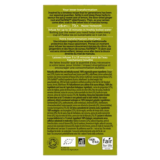 Pukka Bio Lemon Ginger & Manuka Honey Thee 20 zakjes