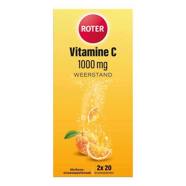 Roter Vitamine C Bruis 1000 mg Abrikoos-Sinaasappel 40 bruistabletten