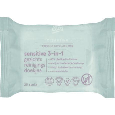 Etos Sensitive 3-in-1 Face Cleansing Wipes 25 stuks