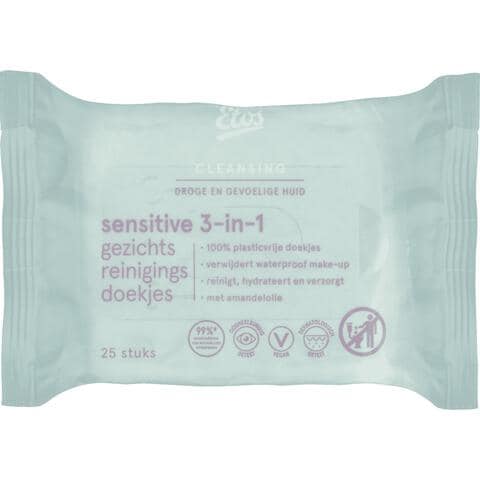 Etos Sensitive 3-in-1 Face Cleansing Wipes 25 stuks