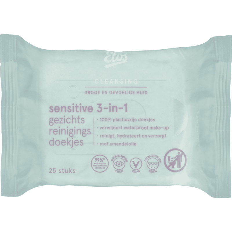 Etos Sensitive 3-in-1 Face Cleansing Wipes 25 stuks