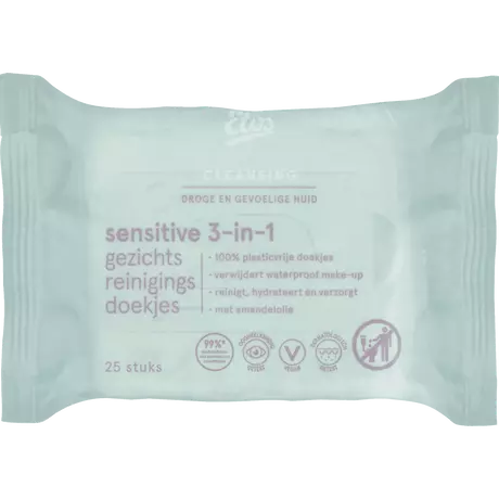 Etos Sensitive 3-in-1 Face Cleansing Wipes 25 stuks