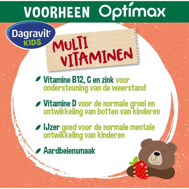 Dagravit Natural Kids Multi Aardbei 60 Dragees