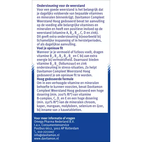 Davitamon Compleet Weerstand Vitamine C & D3 Forte Kauwtabletten 50 stuks