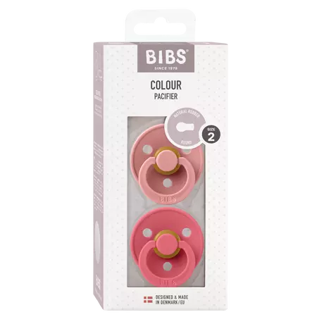BIBS Colour Fopspeen Rond Latex Maat 2 Dusty Pink/Coral 2 stuks