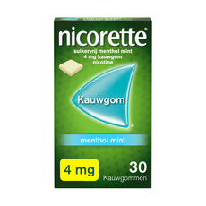 Nicorette suikervrij Kauwgom mint 4mg 30 stuks