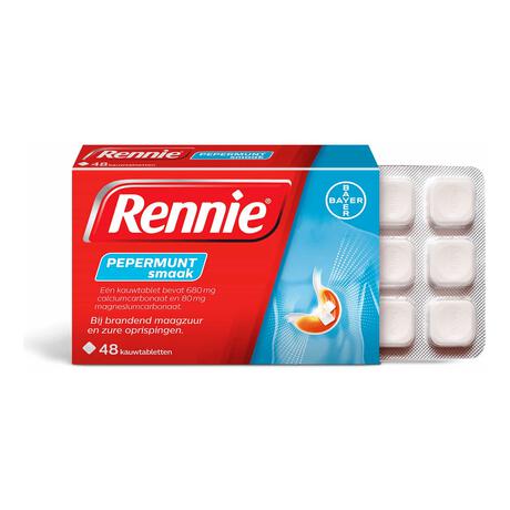 Rennie Pepermunt Kauwtabletten Bij Brandend Maagzuur 48 stuks