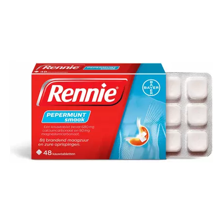 Rennie Pepermunt Kauwtabletten Bij Brandend Maagzuur 48 stuks