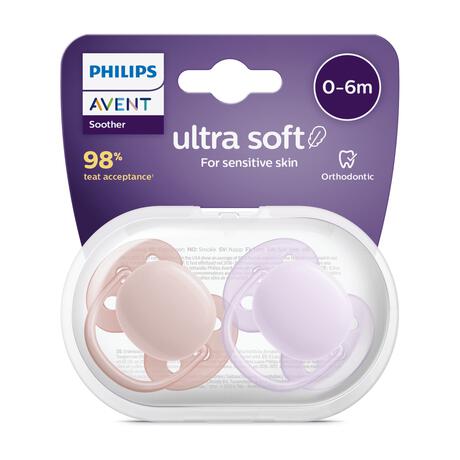 Philips Avent Fopspeen Ultra Soft 0-6M Double Pack, mixed - SCF091/39