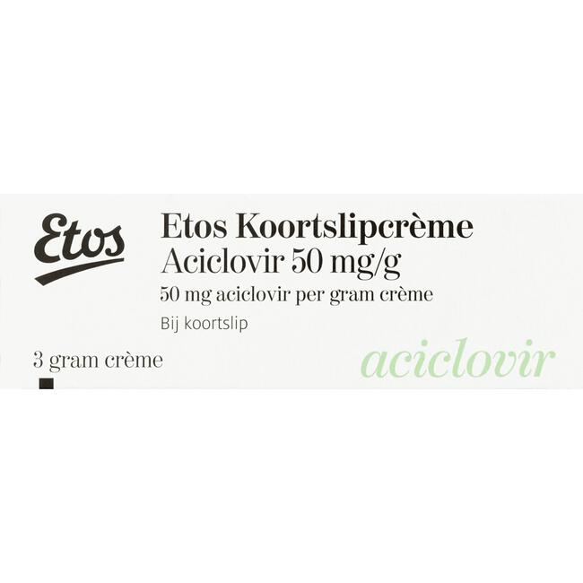 Aanvankelijk inkt paneel Etos Koortslipcrème Aciclovir 50 mg/g 3 GR 3 GR | Etos