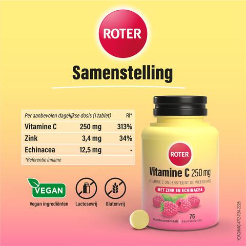 Roter Vitamine C Forte Weerstand Framboos 75 tabletten