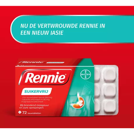 Rennie Suikervrij Kauwtabletten Bij Brandend Maagzuur 72 stuks