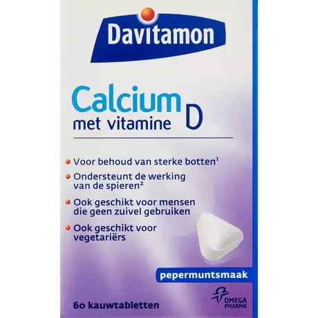 Davitamon Calcium met Vitamine D3 Mint Kauwtabletten 60 stuks