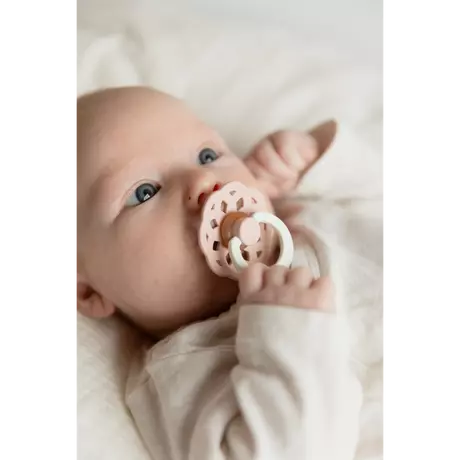 BIBS Boheme Glow In The Dark Fopspeen Rond Latex Maat 2 Blush/Vanilla 2 stuks