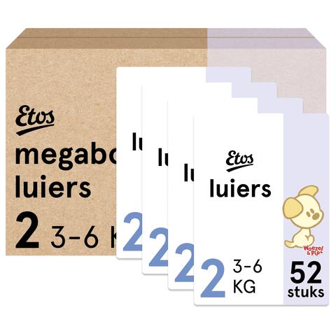 Etos Woezel & Pip Luiers Mini Maat 2 3-6 kg Megabox 4x52 stuks