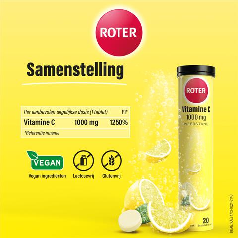Roter Vitamine C Bruis 1000 mg Citroen 40 bruistabletten