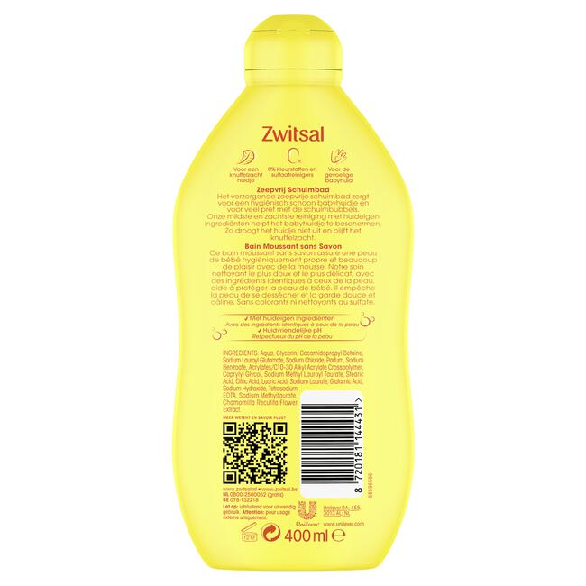 Zwitsal Baby Zeepvrij Schuimbad 400 ML