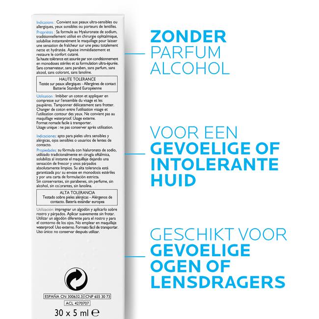 La Roche-Posay Toleriane Oogreinigingsampullen Gevoelige Ogen 150 ML