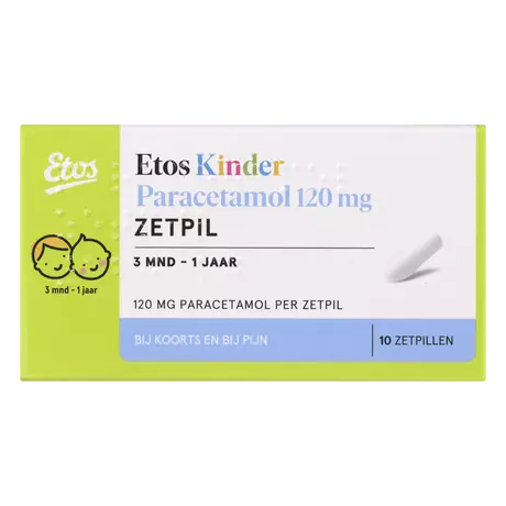 Etos Kinderparacetamol 120 MG Zetpil 10 stuks
