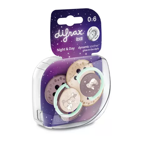 Difrax LOVI Dynamic Fopspeen 0-6M Night & Day Girl 2 stuks