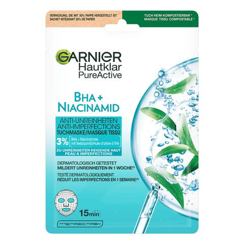 Garnier SkinActive PureActive Tissue Masker Tea Tree en Salicylzuur - 1 stuk