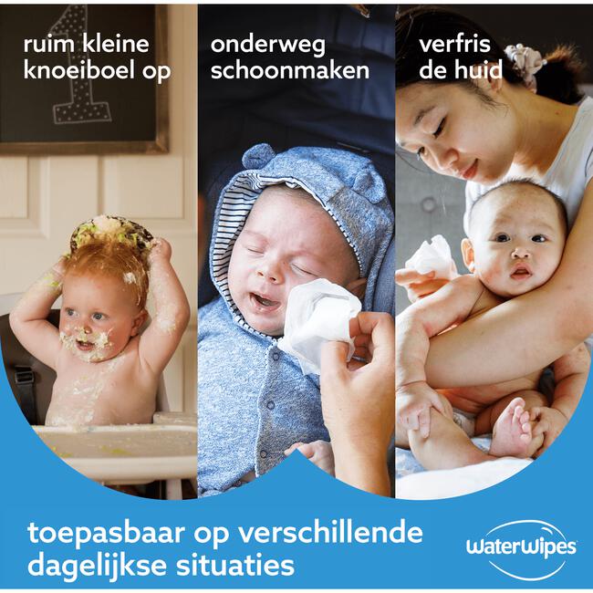 WaterWipes Billendoekjes Plasticvrij Gevoelige Huid Voordeeldoos 12x60 stuks