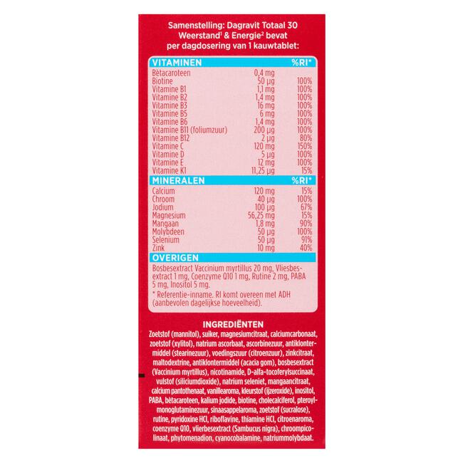Dagravit Totaal 30 Weerstand & Energie 50 kauwtabletten