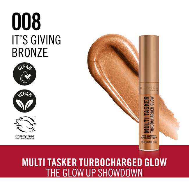 Rimmel London Multi Tasker Turbocharged Glow Liquid Illuminator Bronzer - Brons - 008 It's giving bronze