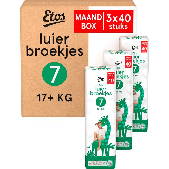 Etos Luierbroekjes XXL Maat 7 17+ kg  Maandbox 120 stuks