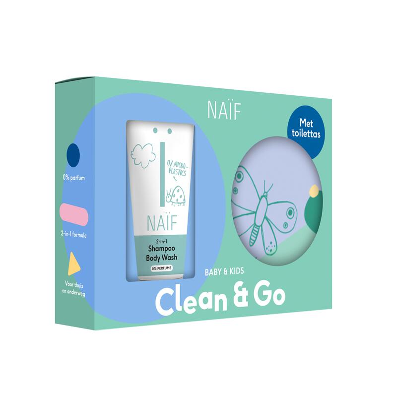 Naïf Clean & Go Set - 2-in-1 Shampoo, Body Wash + Toilettas