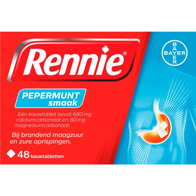 Rennie Pepermunt Kauwtabletten Bij Brandend Maagzuur 48 stuks