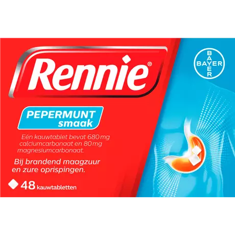 Rennie Pepermunt Kauwtabletten Bij Brandend Maagzuur 48 stuks