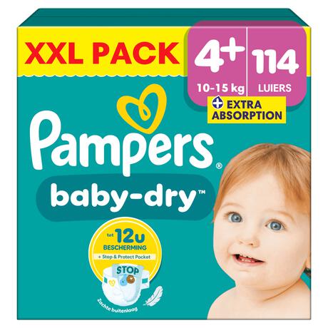 Pampers Baby Dry XXL Pack Luiers Maat 4+ 10-15 KG 114 Stuks