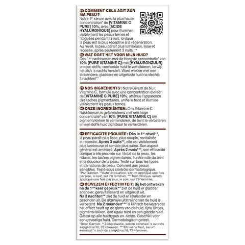 Garnier Skinactive 10% Pure Vit C Anti-Pigment Nachtserum + Hyaluron 30 ML