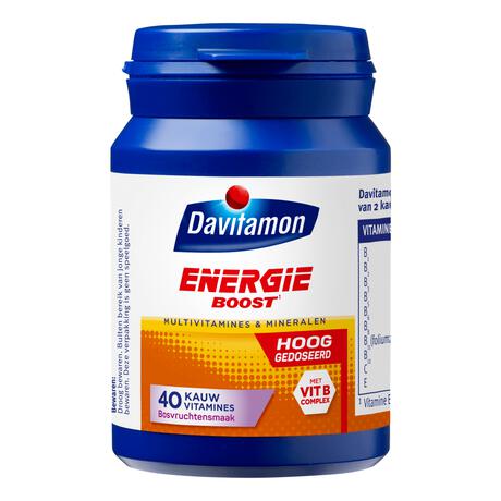 Davitamon Energie Boost Forte Kauwvitamines Bosvruchtensmaak