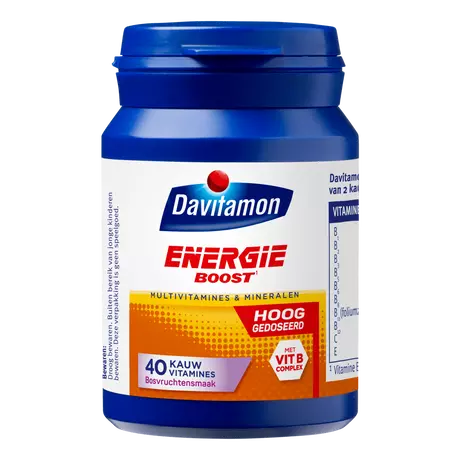 Davitamon Energie Boost Forte Kauwtabletten Bosvruchten 40 stuks