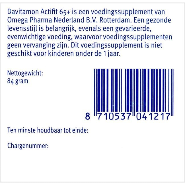 Davitamon Actifit 65+ Multivitamine 70 Stuks