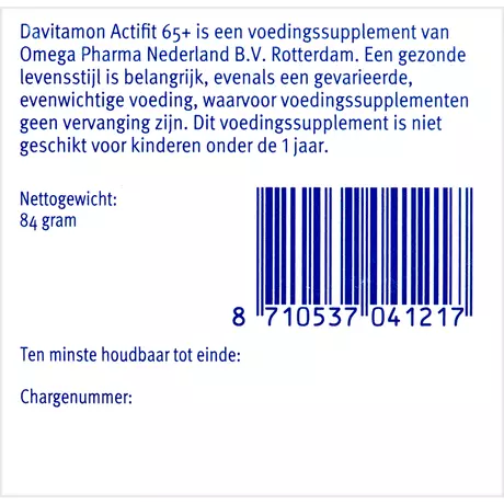 Davitamon Multivitamine Actifit 65+ Ginseng Tabeletten 70 stuks