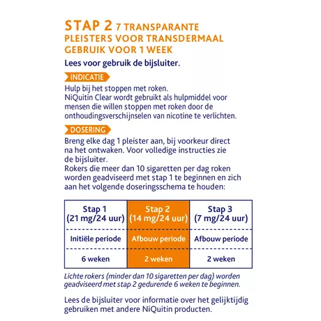 NiQuitin Clear Nicotine Pleisters Stoppen met roken 14 mg