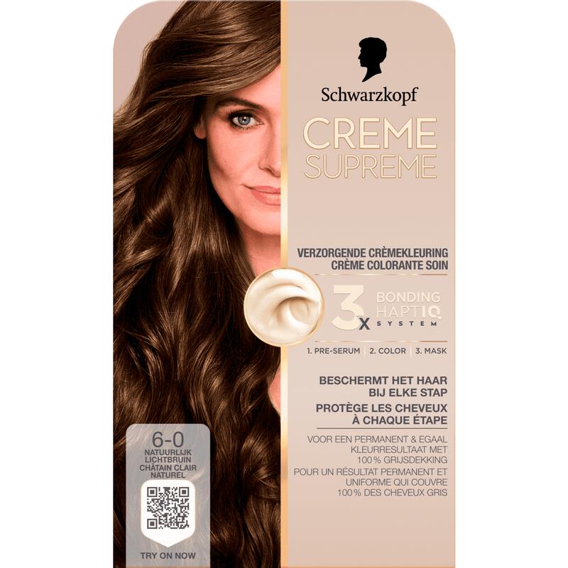 Schwarzkopf Creme Supreme Haarkleuring 6-0 Natuurlijk Lichtbruin