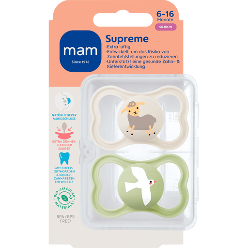 MAM Supreme Fopspenen 6-16 Maanden Beige 2 stuks
