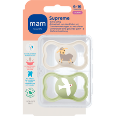 MAM Baby Supreme Fopspenen 6-16 maanden Uni 2 stuks