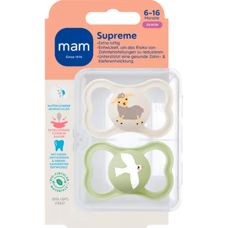 MAM Supreme Fopspenen 6-16 Maanden Beige 2 stuks