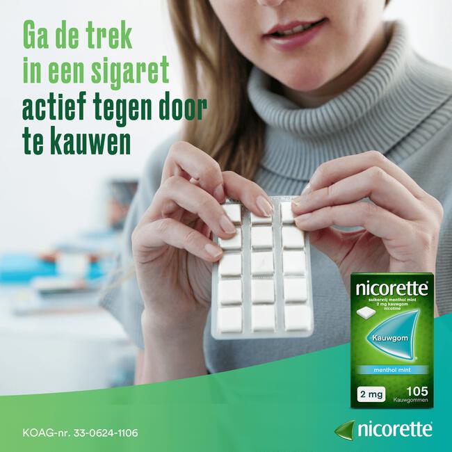 Nicorette suikervrij Kauwgom 30/105 stuks, 2 mg nicotine