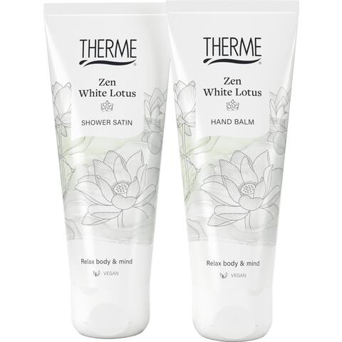 Therme Zen White Lotus Shower Satin & Hand Balm set