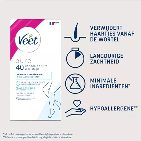 Veet Pure Easy-Gel Lichaam en Benen Waxstrips 40 stuks