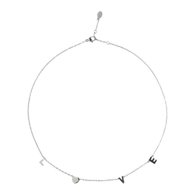 BiSjU Jewellery Ketting met Rond Slot aan Voorkant Silver Plated - Stainless Steel