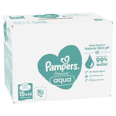 Pampers Harmonie Aqua Billendoekjes 15x48 Stuks