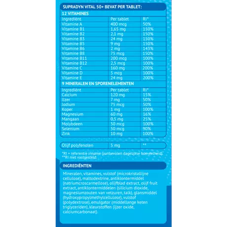 Supradyn Vital 50+ Multivitamines Vijftigplussers Tabletten 95 stuks