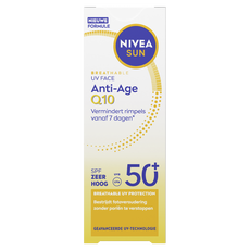 NIVEA SUN Breathable UV Face Anti-Age Q10 Zonnebrand SPF50+ 40 ML